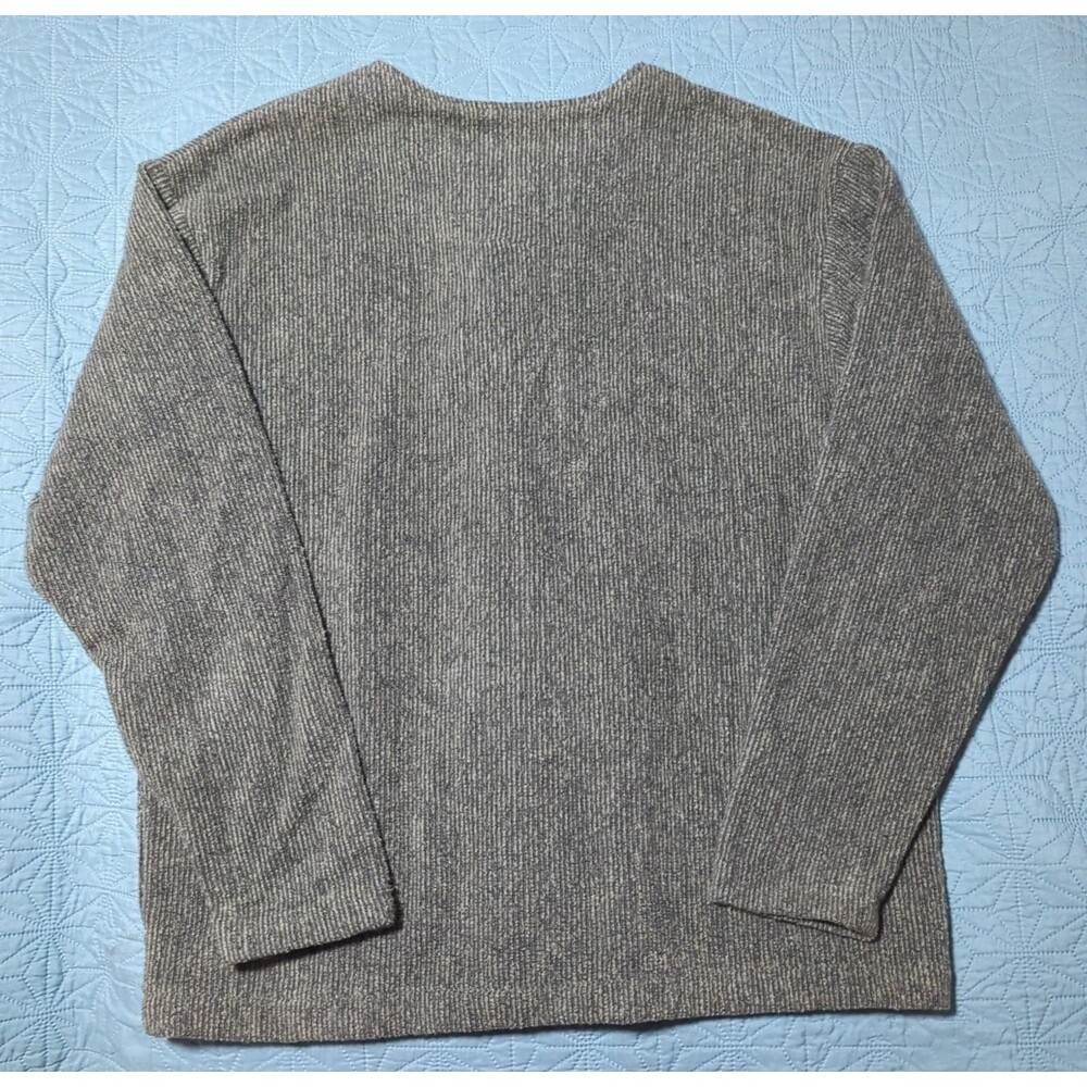 Greenbrand Recycled Cover Up Sweater Unique Brass Bear Buttons Yarn Womens Sz L - Picture 7 of 9